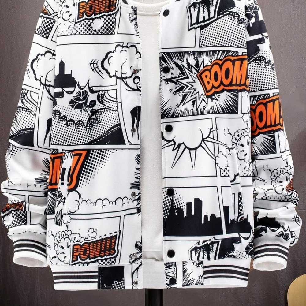 White Mens Bomber Jacket - Picture 2 of 8
